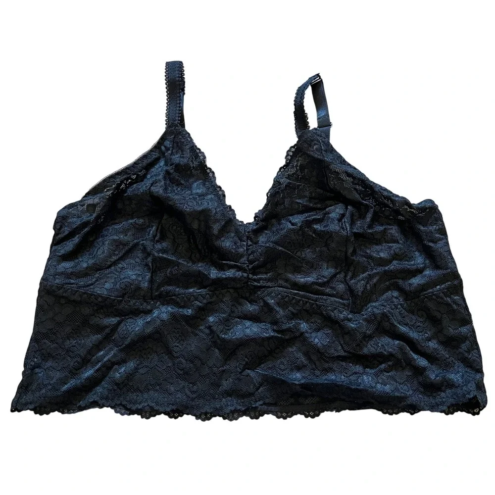 Torrid Curve Black Floral Lace Bralette V-Neck Adjustable Straps Plus Size 3 3X